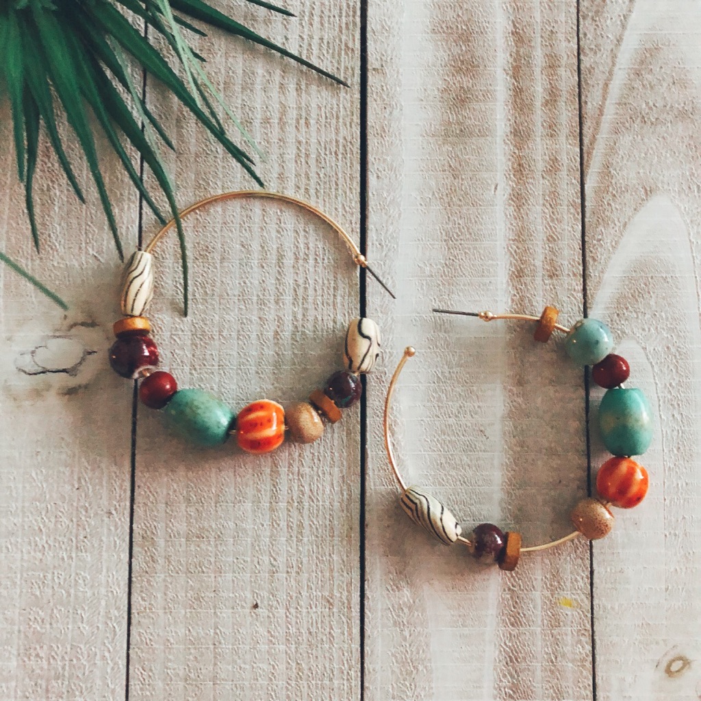 Multicolor Stones Hoop Earrings Y14